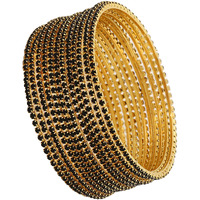 Shining Diva Fashion Set Of 12 Latest Traditional Design Gold Plated Bangle for Women (15473b_2.8) (Black)