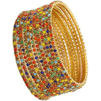 Shining Diva Fashion Set Of 12 Latest Traditional Design Gold Plated Bangle for Women (15480b_2.8) (Multi LCD)