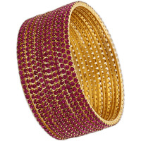 Shining Diva Fashion Set Of 12 Latest Traditional Design Gold Plated Bangle for Women (15471b_2.6) (Pink)
