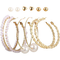 Shining Diva Fashion Latest Stylish Combo Design 6 Pairs Metal Earrings for Women and Girls (12768er), Golden