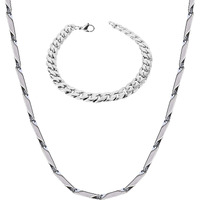 Fashion Frill Exclusive Silver Necklace Chain Bracelet Silver Plated Stainless Steel Chain Style Silver Bracelet For Men Boys Mens Bracelets 8.5 Inches (Contemporary)