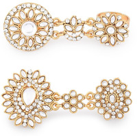 ZAVERI PEARLS Combo of 2 Gold Tone Dual Adjustable Finger Ring For Women-ZPFK8946