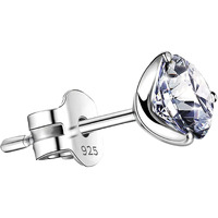 HIGHSPARK 925 Silver Mens Sparkling Martini Solitaire Stud Earring | 92.5 Sterling Silver and Diamond like Brilliance Sparkling Zirconia | Single Stud for Men | Lovely Gift - Silver 8mm