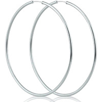 SIVYAA Pure 925 Sterling Silver Plain Round Hoop Bali Earrings for Women Men Boys & Girls, Diameter 60mm Extra Large