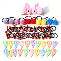 Shining Diva Fashion 62 Pcs Stuffed Rabbit Hair Clips Ties Bands Hairband Hair Accessories Kit with Box for Girls Kids Baby Toddlers (14895zb)