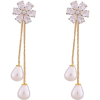 Ratnavali Jewels Fashion Jewellery Gold Plated Removable Pearl Dangle & Drop Earrings Tops Women/Girls