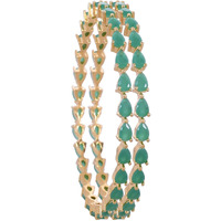 Ratnavali Jewels American Diamond Studded Gold Plated Traditional Emerald Green Pear Shape CZ/Diamond Bangles for Women/Girls RV2648G (2.4)