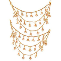 I Jewels Traditional Gold Plated Hair Chain Earrings For Women (E2604FL)