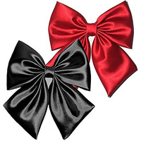 Linenblue Silk Hair Sailor Bow Knot Clip For Women & Girls (Maroon & Black) (Pack Of 2)