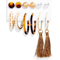 Shining Diva Fashion Latest Stylish Combo Design 6 Pairs Metal Earrings for Women and Girls (12718er), White Gold, 1