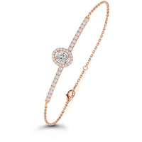 MINUTIAE Oval Shaped Solitaire Cut Diamond Crystals Cubic Zirconia Rose Gold Plated Adjustable Bracelet for Women & Girls Jewelry for Gift
