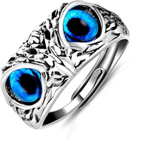 Fashion Frill Mens Jewellery Silver Ring For Boys Stainless Steel Owl Face Adjustable Finger Rings for Men and Boys Accessories Jewellery for Men Birthday Gift for Men and Boys Love Gifts