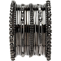 ZENEME Oxidised Silver-Plated Textured Bangles Jewellery Set for Girls and Women (2.4 Inch) (Black, 2.4 Inches)