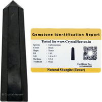 Crystal Heaven Certified Shungite Crystal Tower Obelisk Point For Chakra, Healing & Balancing-Aaa Grade Original Certified Gemstone Agate For Reiki Meditation Yoga Spiritual (3-4 Inches)