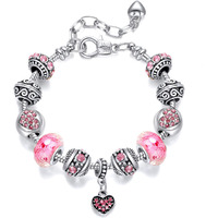 Shining Diva Fashion Latest Stylish Silver Crystal Charm Gift Bracelet for Women and Girls (15731b)