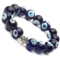 Arihant Gems & Jewels Multicolour Natural Reiki/Yoga Healing Distance Evil Eye Stretchable Charm Gemstone Natural & Certified Astrological Gemstone Positive Effect Bracelet for Men & Women