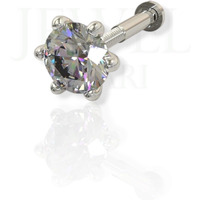 SJ SHUBHAM JEWELLERS 925 Sterling Silver Round Shape Cubic Zirconia 4MM Prong Screw Back Stud for Women Girls