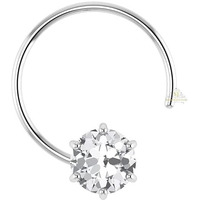 SJ SHUBHAM JEWELLERS 925 Sterling Silver Round Shape Cubic Zirconia 5MM Prong Wire Stud for Women Girls