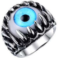 Fashion Frill Mens Jewellery Silver Ring For Boys Stainless Steel Adjustable Finger Rings for Men and Boys Accessories Jewellery for Men | Birthday Gift for Men and Boys(Blue)