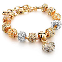 Shining Diva Fashion Latest Stylish Rose Gold Crystal Charm Gift Bracelet for Women and Girls (13195b)