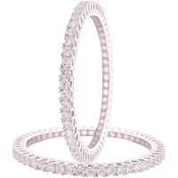 Ratnavali Jewels Beautiful Studded White Platinum Plated Traditional American Diamond Bangles Set for Women