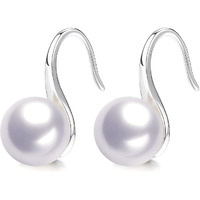 HIGHSPARK 925 Silver Stylish Pearl Earrings for Women | 92.5 Sterling Silver & Brilliant Lustre Pearls | Lovely Gift - Pearl Blue