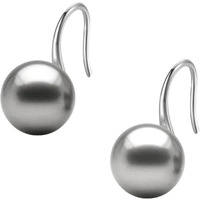 HIGHSPARK 925 Silver Stylish Pearl Earrings for Women | 92.5 Sterling Silver & Brilliant Lustre Pearls | Lovely Gift - Pearl Grey