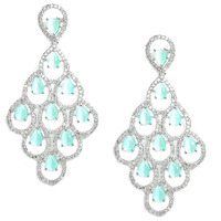 Zeneme Rhodium Plated Silver Toned American Diamond Studded Contemporary Drop Earrings Jewellery (Mint Green) For womens