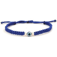 KUKSHYA JEWELLERS 925 Sterling Silver 2 ball + Evil Eye Charm Thread(Dhaga) Bracelet Nazariya Adjustable| Nazar Battu For Girls Women Men & Women (GB 086) (Blue)