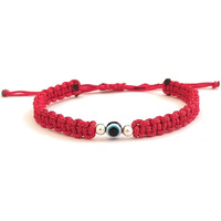 KUKSHYA JEWELLERS 925 Sterling Silver 2 ball + Evil Eye Charm Thread(Dhaga) Bracelet Nazariya Adjustable| Nazar Battu For Girls Women Men & Women (GB 084) (Red)