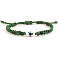 KUKSHYA JEWELLERS 925 Sterling Silver 2 ball + Evil Eye Charm Thread(Dhaga) Bracelet Nazariya Adjustable| Nazar Battu For Girls Women Men & Women (GB 087) (Green)