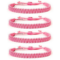 ARTIFICIAL TREE HANDMADE NAZAR THREAD BRACELET ADJUSTABLE WRISTBAND BRACELET FRIENDSHIP BAND FOR WOMEN, MEN, GIRLS & BOYS Nazar Battu 4 Piece (PINK)(AT GIRLS BRCT 014)