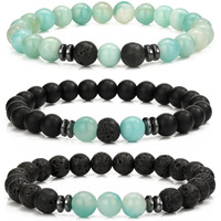Hot And Bold Gemstone Bead Bracelet Set With Certificate, Natural Stones, Stylish Jewelry For Unisex Adult (Peaceful Protection Combo Bracelet)