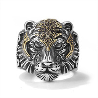 Fashion Frill Charming Rings For Men Silver King Lion Silver Plated Stylish Silver Ring For Men Boys Girls Stainless Steel Dude Evil Eye Chain Rings for Men Boys Jewellery Love Gifts