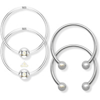SJ SHUBHAM JEWELLERS 92.5 Silver Tiny Hoop and Septum Nose Ring combo Simple & Beautiful Nose Pin For Women & Girls (Pair Combo)