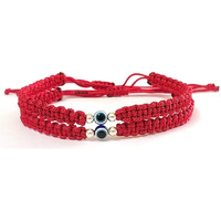 KUKSHYA JEWELLERS Exclusive 925 Sterling Silver 2 Ball + Evil Eye Charm Thread(Dhaga) Nazariya Anklet Adjustable| Nazar Battu | For Women & Girls 2 Piece (TP 098) (RED)