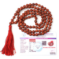 Remedywala Certified Natural Crystal Red Jasper mala Natural Crystal Stone 6 mm 108 Beads Jap Mala for Meditation, Pooja, Chanting, Wearing/Red Jasper mala 108 beads original