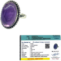 GOLDEN QUARTZ - THE CRYSTAL HUB Purple Amethyst Ring With Certificate Natural Crystal Adjustable Finger Certified Rings, For Womens (Amethyst)