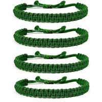 ARTIFICIAL TREE HANDMADE NAZAR THREAD BRACELET ADJUSTABLE WRISTBAND BRACELET FRIENDSHIP BAND FOR WOMEN, MEN, GIRLS & BOYS Nazar Battu 4 Piece (GREEN)(AT GIRLS BRCT 015)