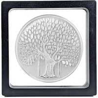 CHOTTEY LAL AND SONS 999 Purity Banyan Tree Round Silver Coin with Unique Box Packaging for Coporate Gifting, Ceremony, Wedding and Festivals (Silver, 5 Gram)