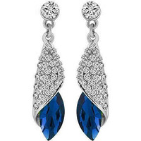 YouBella Jewellery Crystal Drop Earrings for Girls and Women (Silver Blue)