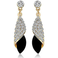 YouBella Jewellery Crystal Drop Earrings for Girls and Women (Golden Black)