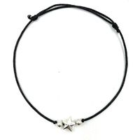 KUKSHYA JEWELLERS Exclusive 925 Sterling Silver Star Charm Black Thread Anklet (Payal) For Women & Girls Adjustable 1 Piece(TP 023)