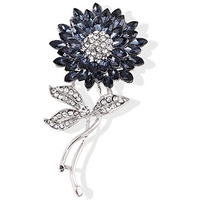 YouBella Jewellery Latest Stylish Crystal Flower Unisex Brooch for Women/Girls/Men (Blue)