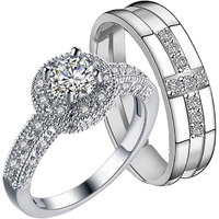 Mahi Valentine Gift Proposal Couple Ring Set with Cubic Zirconia for Men & Women (FRCO1103046R)