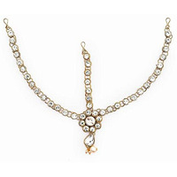 Handicraft Kottage Latest Hair Jewelry Traditional Gold Pearl Stylish Chain Mathapatti Maang Tikka Jewellery (Style6)
