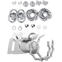 Shining Diva Fashion 11 Pairs Combo Set Latest Stylish Stud Earrings for Women and Girls (rr15832er)