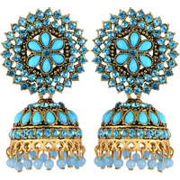 Fashion Frill Stunning Cz & Pearl Gold Plated Jhumka Earrings For Girls Women Stylish Latest Fancy Earrings