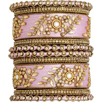 Peora Silk Thread Matching Floral Bangle Set Bridal Chuda Chura Jewellery for Women Girls 2.8 inch