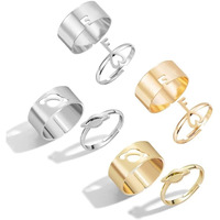 Jewels Galaxy Jewellery For Women Gold-Silver Plated Heart-Key inspired Stackable Rings Set of 8 (JG-PC-RNGH-988)